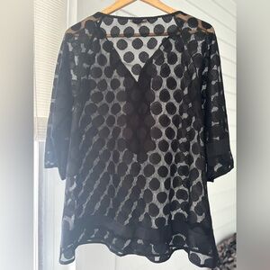 Nanette Lepore Black Sheer Polka Dot Blouse
